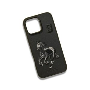 "Polo Case for iPhone 16 Pro Max in Black with Embroidered Horse Design" "Luxury Embroidered Polo Case for iPhone XS Max to 16 Pro Max"