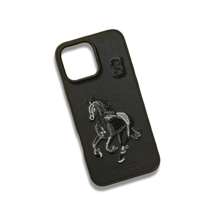 "Polo Case for iPhone 16 Pro Max in Black with Embroidered Horse Design" "Luxury Embroidered Polo Case for iPhone XS Max to 16 Pro Max"