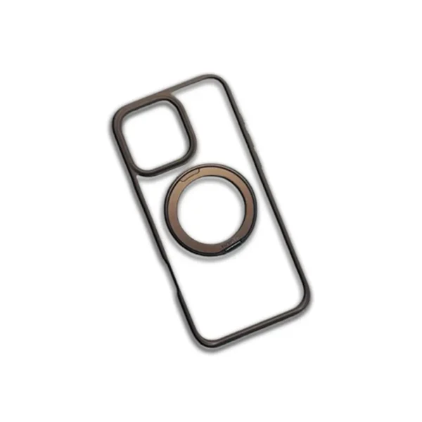 background change 1 “Glass Shine TPU iPhone Case with Chrome Metal Kickstand – Brown Frame” “Transparent Premium Back iPhone Case with Real Metal Frame and Stand” “Shiny iPhone Cover for Watching Netflix – iPhone 16 Pro Max Compatible”